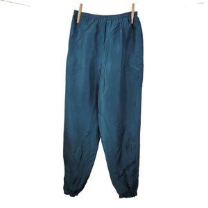 Vintage 100% Silk Tracksuit Pants Womens Size Small Medium High Rise Green
